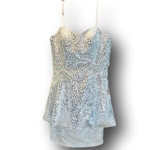 Light in the Box Silver Sequin Bubble Hem Open Tie Back Dress